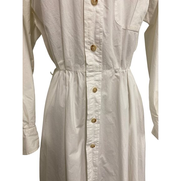 Ralph Lauren Vintage White Long-Sleeve Shirt Dress Button-Down A-Line - Picture 7 of 11